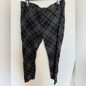 one 5 one Women's Gray Plaid Pants Punk Emo Gothic Office Wear Fall Vibes XL